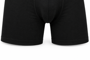 Calzoncillos bóxer de cintura media para hombre, negros, de punto liso, teñido uniforme, ropa interior cómoda - Product Image 4