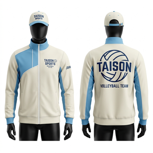 Chaqueta de entrenamiento de voleibol para hombre, premium, 220 GSM, tela de poliéster entrelazado, color dorado, panel geométrico en el pecho, estampado por sublimación - Product Image 5