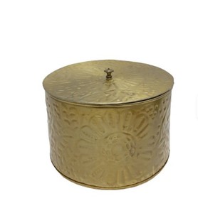 Tarro Redondo de Lujo con Tapa y Acabado Dorado para el Hogar y la Cocina, Recipiente para Especias, Última Moda en Artículos para el Hogar - Product Image 1