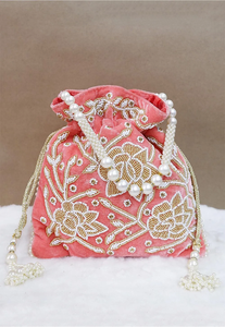 Sacs Potli pour fêtes et mariages, magnifiquement ornés de perles en verre de cristal - Product Image 5