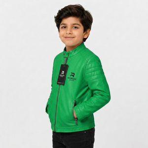 Veste en cuir confortable pour enfants, avec un matériau durable, un style classique, une sensation de chaleur et une coupe parfaite pour une utilisation quotidienne décontractée et active. - Product Image 5