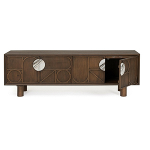 Meuble TV moderne en bois, design mid-century, avec rangement, pour salon, à poser au sol - Product Image 2