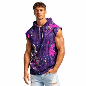 Hoodie de football sans manches pour homme, en polyester/coton molletonné, coupe oversize, imperméable et coupe-vent, idéal pour les ligues sportives. - Product Image 1