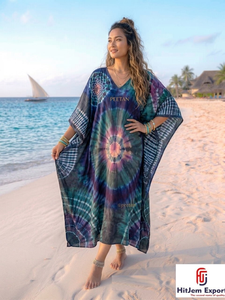 Printed <b>Kaftan</b> Dress Women <b>Beach</b> Cover Up Loose Fit Soft Fabric Fashionable Design Bulk Order for Export - Product Image 4