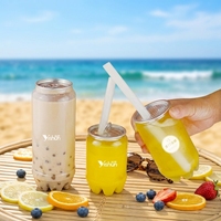 Bouteille en plastique PET 8oz/11oz/12oz/16oz avec couvercle en aluminium, anti-fuite, logo personnalisable, pour boissons gazeuses, boissons non alcoolisées, boissons énergisantes