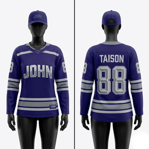 Jersey de Hockey sobre Hielo para Mujer, Premium, 220 GSM, Malla de Poliéster, Diseño de Paneles en Naranja, Blanco y Azul Marino, Transpirable, Sublimación, Logotipo Personalizado - Product Image 3