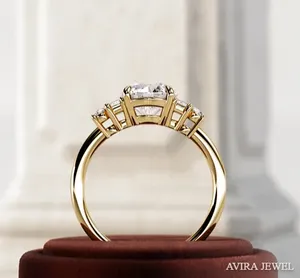 Anillo de Compromiso de Moissanita de 1 Quilate, Plata 925, Claridad VVS1/VVS2/VS1, Corte Brillante, Sin Níquel, Sin Plomo, para Mujer, Boda, Novia - Product Image 2