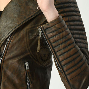 Veste en cuir pour l'hiver, veste en cuir de couleur unie, veste en cuir à col rabattu pour femmes - Product Image 6