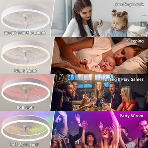 Ventilatore LED RGB da 19,7 Pollici con Luce, Potenza del Vento Regolabile a Sei Velocità, Rotazione Positiva e Negativa, Sei Impostazioni di Temperatura, Dimmer - Product Image 4