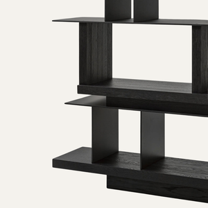 Librero Moderno de Madera con Estantes de Exhibición, Acabado Negro - Product Image 3