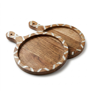 Tabla de cortar redonda de madera con mango y diseño ranurado para uso en la cocina, utensilio de cocina, regalo, decoración del hogar, utensilio de cocina, para la mesa - Product Image 3