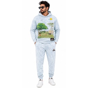 Men Acid Wash Hooded Tracksuit <b>Set</b> Soft Cotton Hoodie with <b>Matching</b> <b>Joggers</b> for Casual Fitness Travel and Weekend Wear - Product Image 5