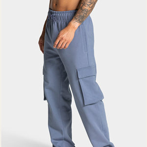 Mens Custom Joggers Loose Breathable Cotton Wide Leg Pants Sweat Stacked Gym Running Streetwear Workout Pants for Fitness - Product Image 5