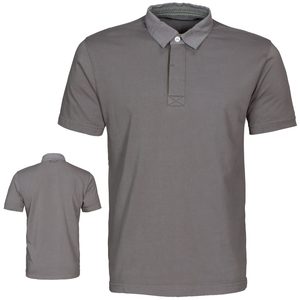 Polo à manches courtes gris pour homme, couleur unie, style décontracté, coupe classique, 100% coton, tissu piqué respirant - Product Image 1