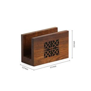 Sheesham Wood Hand-Carved Napkin <b>Holder</b> Elegant Wooden <b>Tissue</b> Stand for Dining Table <b>Kitchen</b> Decor - Product Image 2