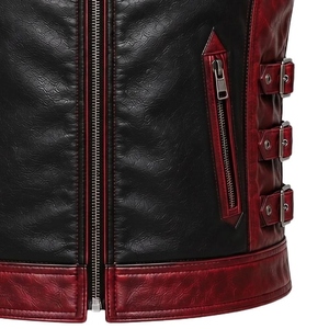 Original Leather Canvas Gothic Skull Biker <b>Vest</b> for <b>Men</b> Winter <b>Black</b> Red Punk Motorcycle Outerwear High Quality Anti-shrink - Product Image 4