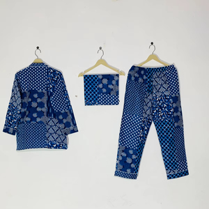 Ensemble de salon imprimé mosaïque bleu - Product Image 1