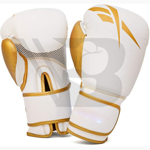 Guantes de Boxeo Blancos de Cuero Genuino con Cordones, Diseño de Logotipo Personalizado, Precio Razonable al por Mayor, Guantes Unisex para Adultos - Product Image 1