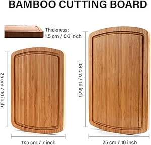 Planche à découper en bois massif et bambou écologique fabriquée au Vietnam, avec rainures pour les jus, design empilable, style moderne facile à nettoyer - Product Image 3