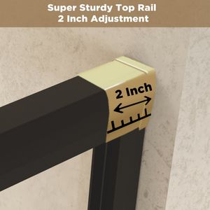 50-54 \ "W X 72 \" H Vidrio templado A prueba de explosiones Puerta de ducha deslizante doble Marco de aluminio 1/4 \ "Acero inoxidable Negro mate - Product Image 5