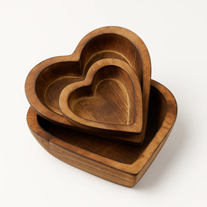Bol à pâte en bois massif poli, forme cœur, écologique, prix abordable, idéal pour servir les aliments - Product Image 5