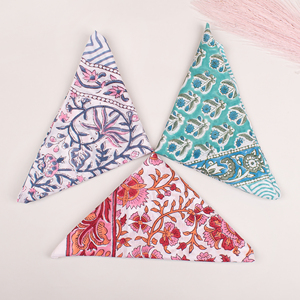 Vintage-Wash Hand Block Printed Western Bandana <b>Square</b> <b>Scarf</b> Floral Pattern Natural Dyed 21" Summer Traditional Handkerchief - Product Image 3