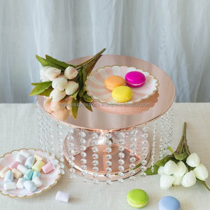 แท่นวางเค้กโลหะจี้คริสตัลสูง8 "-กุหลาบทอง - Product Image 5