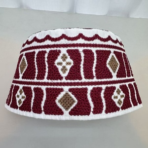 Sombreros Tradicionales de Algodón con Bordado de Terciopelo para Hombres, Gorros Étnicos Saudíes - Product Image 2