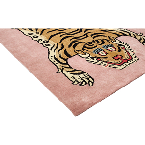 Tibetan Tiger Hand Tufted Wool Blush Pink Animal Print Coastal Eco-Friendly Organic Luxurious Home Decor Pile Area Rug - Product Image 2