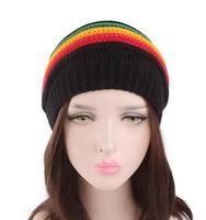 Gorro de Punto Unisex, Color Rasta Sólido, Estilo Boho, Gorro de Invierno, 100% Poliéster, Ajustable, Talla Adulto 56-58CM, Transpirable