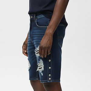 Pantalones Cortos de Mezclilla Holgados para Hombre al por Mayor, Estilo Casual de Verano, Rotos y Lavados, Estilo Urbano, Hasta la Rodilla, Suministro de Fábrica - Product Image 3