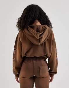 เสื้อฮู้ดดี้ผู้หญิงแบบซิป สไตล์วินเทจ ผ้าฝ้ายเฟรนช์เทอร์รี่ 100% ล้างสีแบบแอซิดวอช ประดับคริสตัล พิมพ์ลายตามสั่ง กระเป๋าขนาดใหญ่พิเศษ ไซส์ XL - Product Image 6