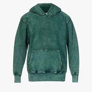 Sweat-shirt à capuche surdimensionné en molleton 100 % coton French Terry, délavé à l'acide, déchiré et vieilli, effet soleil, grande taille pour homme - Product Image 1