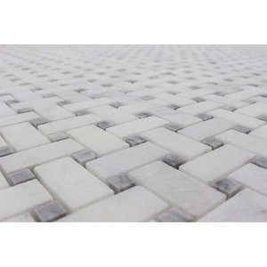 Suelo de azulejo tejido de Cesta blanca imperial con herramienta de torneado de mejora del hogar pulida gris - Product Image 3