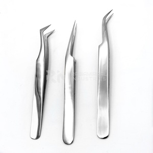 RMI Customized <b>Silver</b> Color Tweezers mirror polished easy Grip Eyelash Extensions Volume Lash Tweezers - Product Image 2