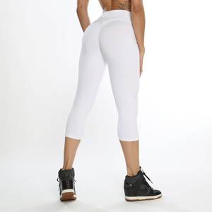 Leggings Deportivos Blancos Lisos para Mujer, Talla 3/4, Totalmente Personalizables, Venta al Por Mayor, Compra Directa de Fábrica - Product Image 3