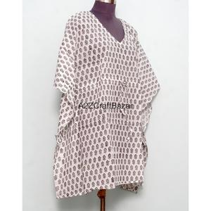 Vestido Kaftán Midi Ecológico de Algodón con Estampado Floral Indio, Cuello en V, Ajustado al Cuerpo, para Primavera/Verano, para Mamás, Ropa de Playa, Ropa de Dormir, Informal - Product Image 3