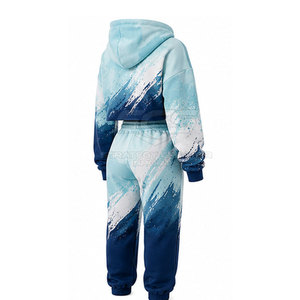 Conjunto de sudaderas cortas con estilo moderno a juego, tela suave y ajuste flexible para mujer, uso casual y diario. - Product Image 2