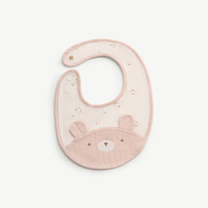 Bavoir pour bébé Mamachéri en modal et élasthanne, bavoir anti-bave pour nouveau-né, imprimé ours, fermeture à boutons-pression, 2 couches, respirant, absorbant, unisexe, ODM Vietnam - Product Image 1