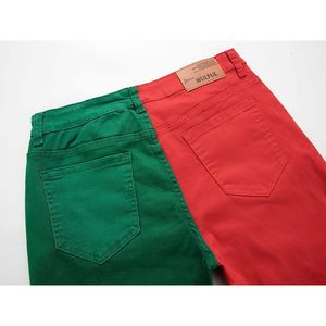 Pantalon en jean slim fit extensible confortable pour homme 2025 en rouge-vert - Product Image 6