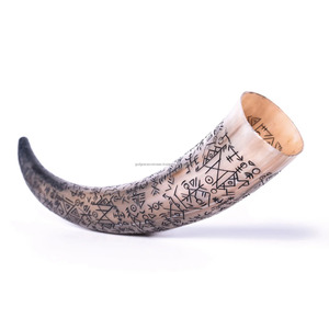 Viking Drinking Horn Buffalo Horn <b>Top</b> Selling Handmade Eco-Friendly New Carved Design Logo Authentic Food Safe No Leaks Business - Product Image 3