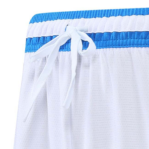Shorts de basket-ball bleu clair pour hommes avec bandes latérales, taille à cordon de serrage, séchage rapide, style Bermuda sportif - Product Image 5