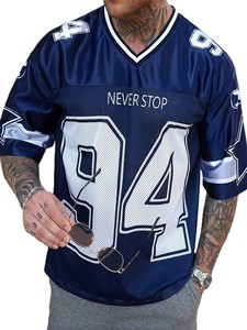 Camiseta de Fútbol Americano de Malla de Poliéster Transpirable, Cuello en V Extra Grande, Uniforme de Equipo Personalizado, OEM, Marca Privada, Venta al Por Mayor - Product Image 4