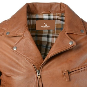 Blouson en cuir vintage pour homme, blouson de motard en cuir véritable, vêtement d'extérieur décontracté pour l'hiver, vente en gros OEM - Product Image 3