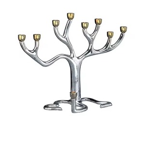 Centre de table classique en métal à 9 bras, porte-bougie Menorah, élégant candélabre de table, décoration intérieure pour la maison - Product Image 3