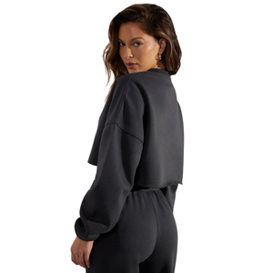 Sudadera corta de forro polar de color liso para mujer, estilo casual, top de primavera, precio al por mayor, nuevas llegadas, sudaderas cortas para mujer - Product Image 4