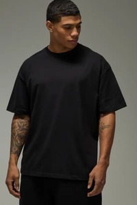 Camiseta de algodón grueso para hombre, hombros caídos, corte holgado y cuadrado, manga corta, estilo casual y urbano, top oversize para hombre, corte holgado y cuadrado. - Product Image 2