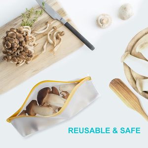 Reusable Food Storage Bags Stand Up, Leakproof Gallon, Lunch, Sandwich & Kids <b>Snack</b> <b>Containers</b> Silicone & Plastic - Product Image 6