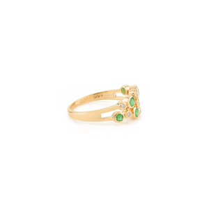 14K White Gold Emerald Diamond Bubble Band Wedding Ring for Women - Product Image 5