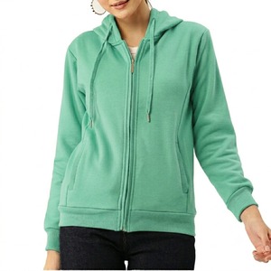 Sweat à capuche zippé pour femme 100% coton, coupe oversize, tricoté, manches longues, couleur unie, respirant, séchage rapide, style streetwear décontracté, avec poches - Product Image 5